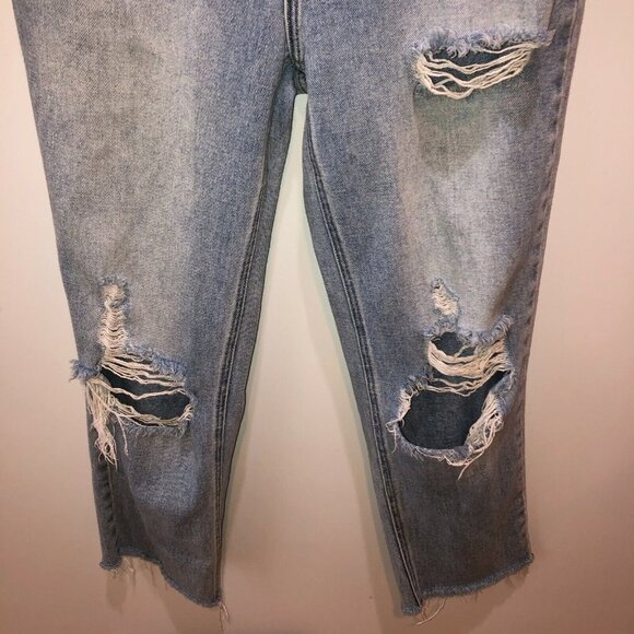Pacsun Womens 27 High Rise Straight Distressed Frayed Hem Button Fly Denim Jeans - Picture 5 of 12
